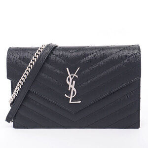 Yves Saint Laurent YSL Logo Crossbody Chain Shoulder Bag Wallet Long